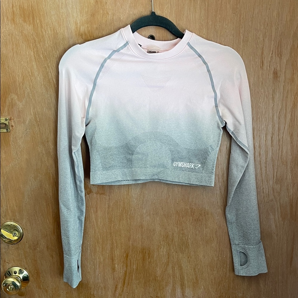 Gymshark Pink to Gray Ombre Long Sleeve Crop Top